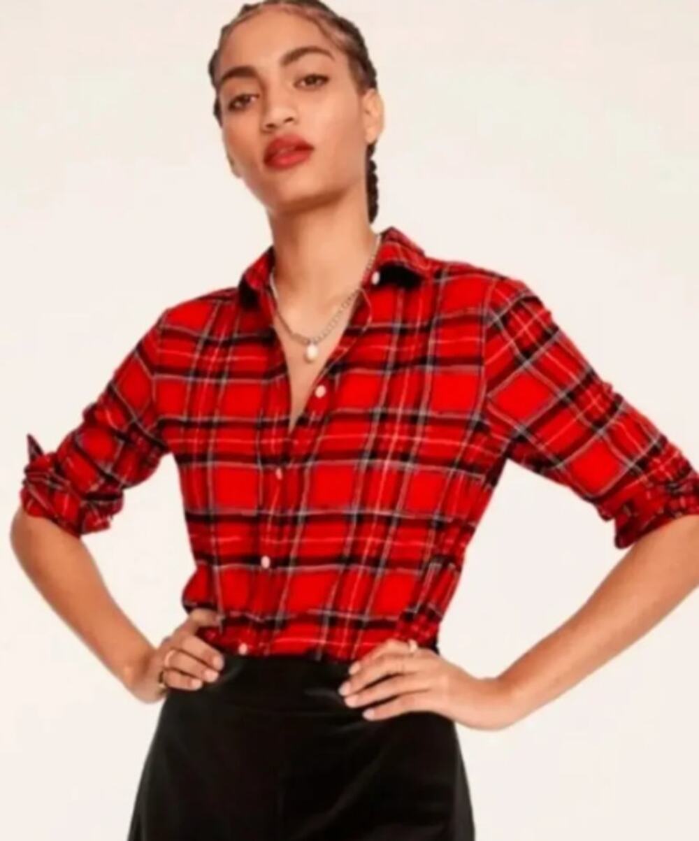 J. Crew Classic-fit Flannel Button Down in Good Tidings Plaid Size 2